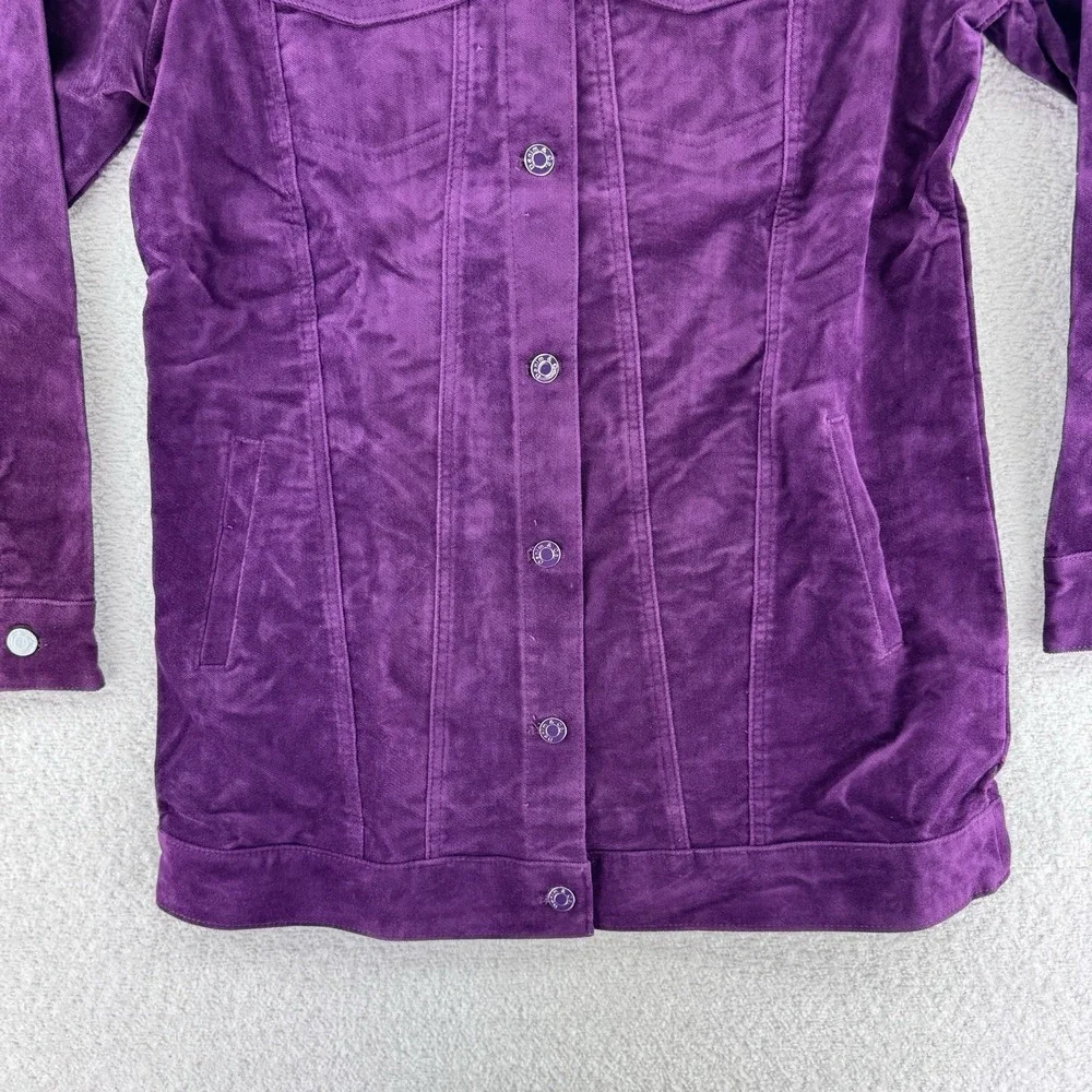 Denim & Co Stetch Velveteen Regular Long Jacket XSmall Deep Wine Purple